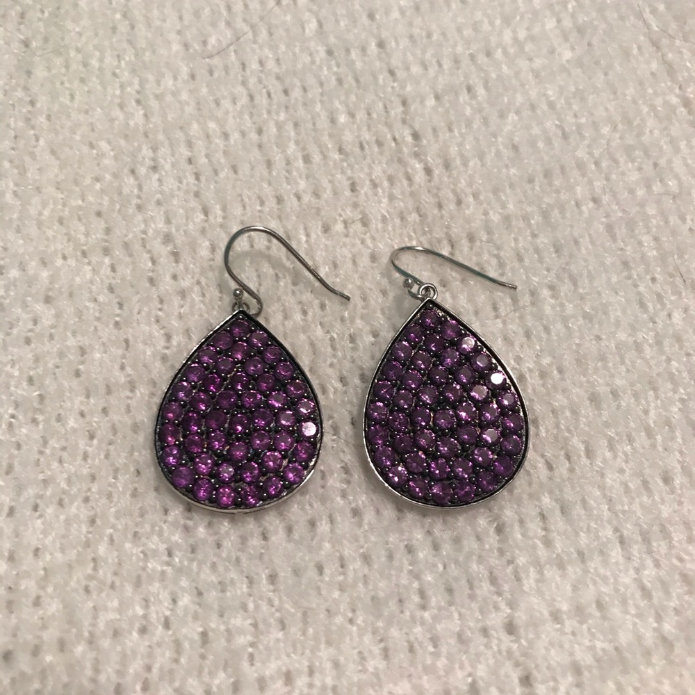 Holiday Sale! Pear shaped sterling amethyst earrings